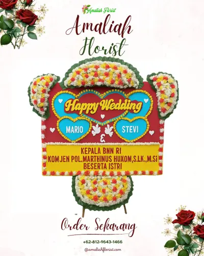 Karangan Papan Bunga Pernikahan pekojan